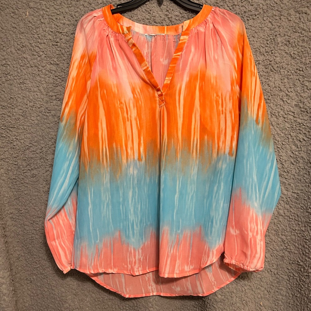 Vibrant Orange and Blue Women's Top